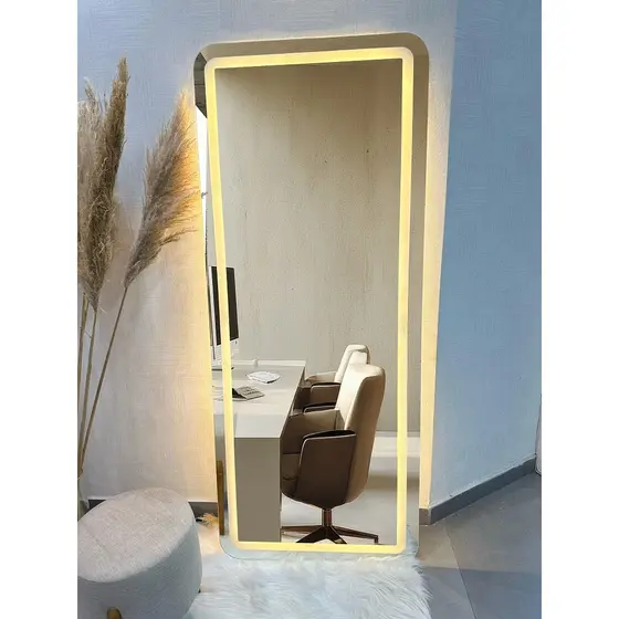 Espelho Retangular Com Led Jateado 115cm x 60cm 150cm x 60cm 170cm x 70cm Quarto Sala Salão Loja