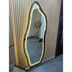 Espelho Flame Orgânico Moldura Metal Preto 150X60CM 170X70cm com LED Jateado Quarto Sala Banheiro