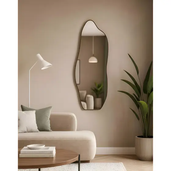 Espelho Decorativos Couro 100cm x 35cm Quart Salão Hall Sala