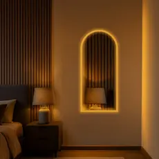 Espelho Orgânico Janela Led Jateado Borda Infinita Bivolt Sem Led Banheiro Quarto Hall Decorativos Frio Quente Neutro