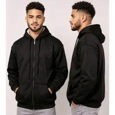 Blusa de Frio Moletom Flanelado LISO Masculino Com Zíper e Capuz