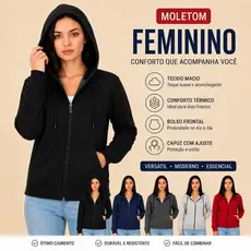 Casaco Moletom Feminino com Zíper e Capuz Plus Size | Liso, Confortável e Casual