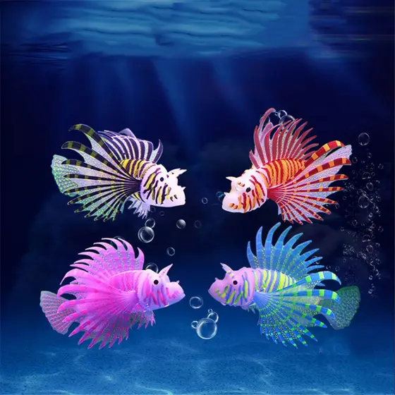 Aquário Peixe Leão Luminoso Artificial Paisagem Do Tanque De Peixes Falso Flutuante Em Ornamento Escuro