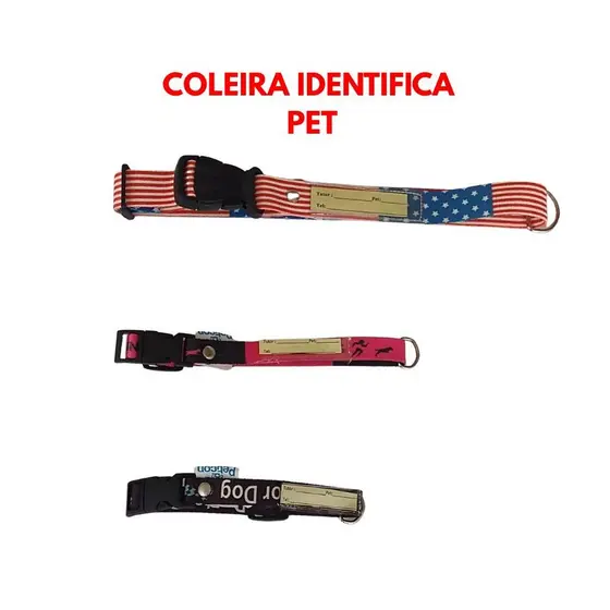 Coleira Identifica Pets Cachorros e Gatos Fita de Seda Estampadas G M P