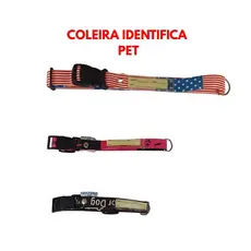 Coleira Identifica Pets Cachorros e Gatos Fita de Seda Estampadas G M P