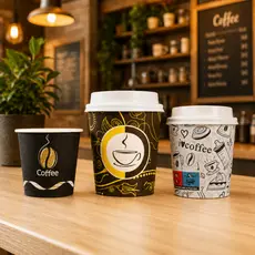 100 Copo de Papel Estampa Impresso Térmico 60ml 120ml 160ml Chá Café Expresso Com Ou Sem Tampa Bico