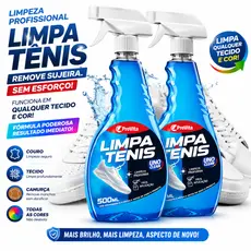 2 Limpa Tênis À Seco Spray Premium 500ml Remove Sujeira Pesada Renova Calçado Solado Branco Colorido