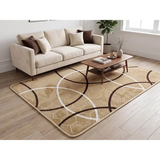 Tapete Sala Quarto Geomético 1x1,4 Mt Antiderrapante Ins Flannel Grande Estampado