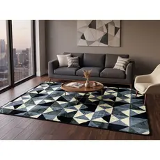 Tapete Sala Quarto Geométrico 1,45x1,95 Mt Antiderrapante Ins Flannel Grande Estampado
