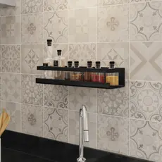 Prateleira De Cozinha Porta Temperos De Parede Aço Preto