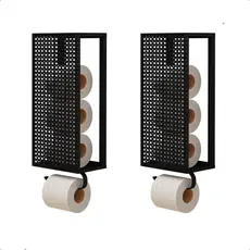 Kit 2 Porta Papel Higiênico Suporte Papel Higiênico p/ Banheiro 4 Rolos Estilo Industrial Preto