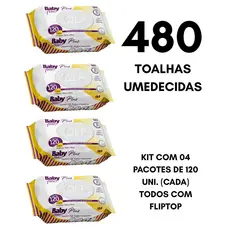 Kit com 480 unidades das Toalhas Umedecidas QLB Baby Free Plus com Flip Top