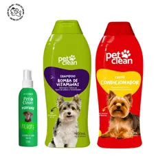 Kit Banho Higiene ShampooBomba de vitaminas Creme Condicionador Perfume Pet Shop para Cachorro e Gato Pet Clean
