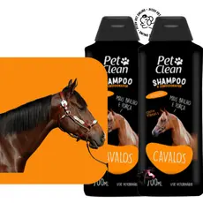 Kit 2 Shampoo para Cavalos - Shampoo Fortalecedor Crina Saudável e Brilhante - Pet Clean