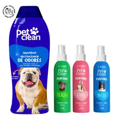 Kit Shampoo+ Perfume Pet Clean Neutralizador de Odores Cães e Gatos Banho 700ml