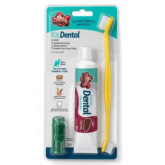 Kit Dental Cat&Dog Escova+Pasta+Dedeira
