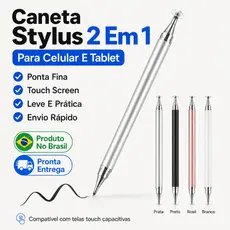 Caneta Stylus Touch 2 Em 1 Ponta Fina Para Celular Tablet iPad iPhone