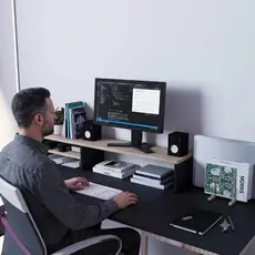 Suporte Elevador Para 2 Monitores Notebook Setup Gamer Mesa 1 Metro MDP Home Office 10kg