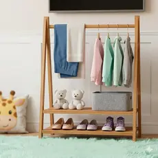 Arara Para Roupas E Fantasias Infantil Madeira Leve Cabideiro Montessoriano Quarto Brinquedoteca