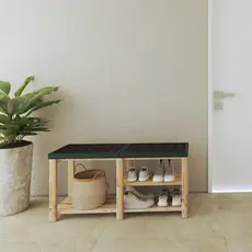 Banco Sapateira Multiuso Madeira Pinus Crua 110cm Organizador Calçados Quarto Closet Hall Entrada