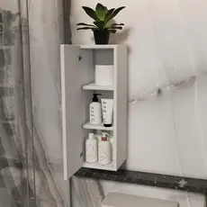 Armário Lateral Nicho Porta Multiuso Suporte Fixação Parede Branco Banheiro Suspenso Compacto