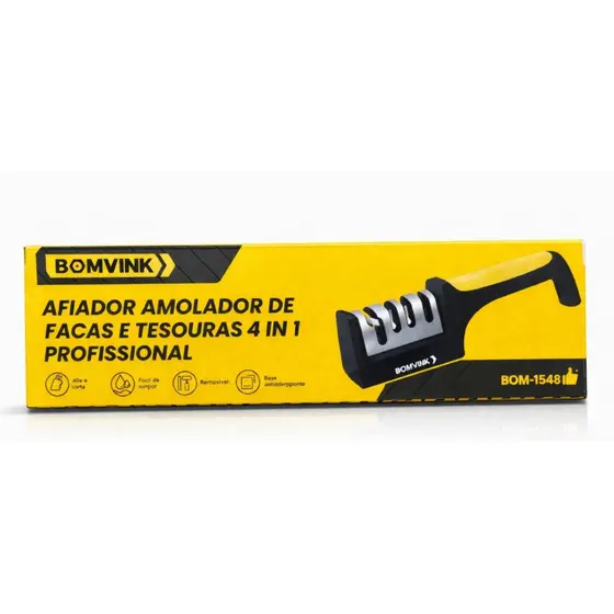 Afiador de Facas 4 em 1 Profissional | Afia Rápido | Para Facas e Tesouras | Uso Doméstico