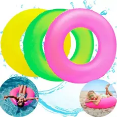Kit 3 Boias de Piscina Infantil e Adulto 60cm Inflável Decoração Pool Party Verde Rosa Azul Laranja