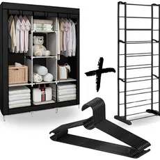 Kit Guarda-Roupa Prateleiras e Zíper + Sapateira Vertical 30 Pares Organizador+ 10 Cabides Plástico