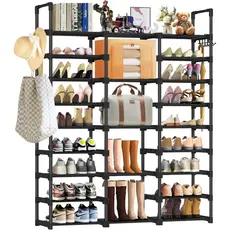 Sapateira Vertical Organizador 50 a 55 Pares 9 Prateleiras 3 Colunas Empilhável Casa Organização Utilidade Armário