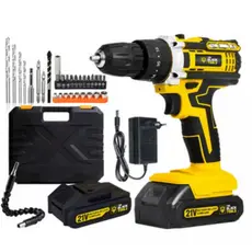 Furadeira Parafusadeira de Impacto Sem Fio 21V Bivolt LED 2 Baterias Recarregáveis e 32 Acessórios Casa Reparo Ajustes
