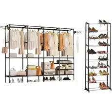 Kit Arara Cabideiro 4 Colunas de Roupas 10 Prateleiras + Sapateira Vertical Organizador de 30 Pares