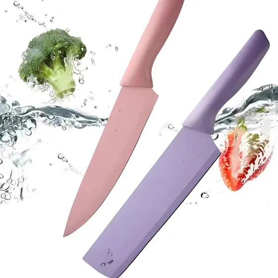 KIT Jogo De Facas Coloridas 6 Peças Inox Excelente Corte Cozinha
