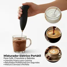 Misturador Elétrico Portátil Utensílios de Cozinha para Café Chocolate e Bebidas