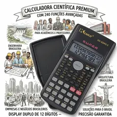Calculadora Científica Premium 240 Funções – Display Duplo 12 Dígitos, ideal engenharia e estudos