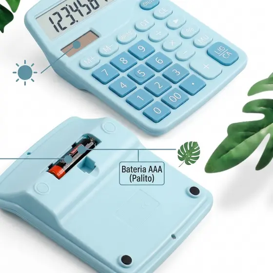 Calculadora Eletrônica 12 Dígitos - Azul uso em comércios, escritórios e estudos