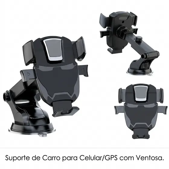 Suporte Veicular Celular GPS Ventosa Gruda Painel Anti Queda Trava Automática para Carros Automotivo