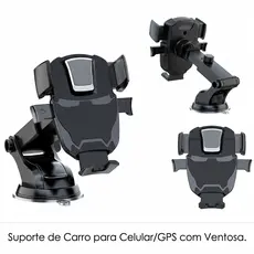 Suporte Veicular Celular GPS Ventosa Gruda Painel Anti Queda Trava Automática para Carros Automotivo
