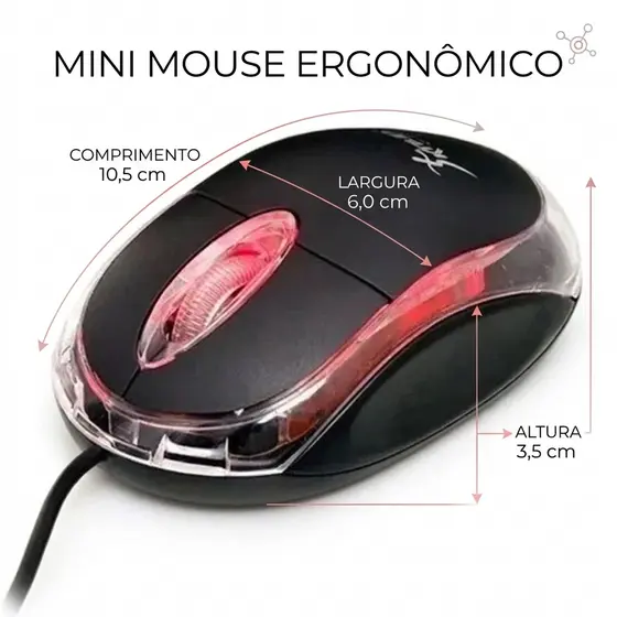 Mini Mouse Óptico ergonômico  Led Usb 2.0 1200 Dpi Bmax/Knup Com Fio