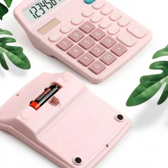 Calculadora Eletrônica 12 Dígitos - Rosa para uso em comércios, escritórios e estudos