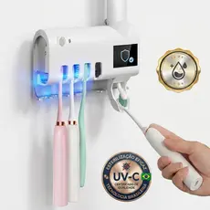 Porta Escova Dentes Com Esterilizador Uv Aplicador Pasta Dental Suporte Dispenser