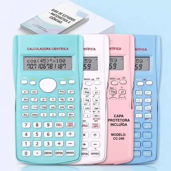 Calculadora Cientifica 12 Dígitos 240 Funções Portátil Com Capa Protetora para Estudos