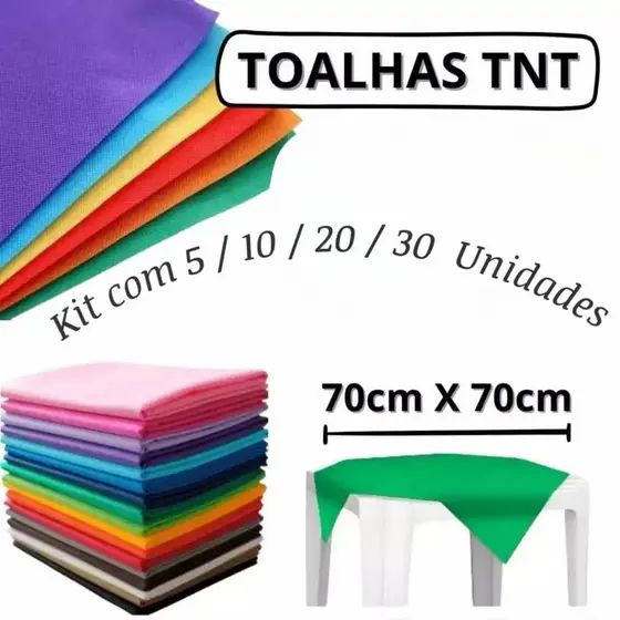Kit Toalhas de Mesa TNT 70x70cm  –  Festa, Cobre Mancha, Decoração