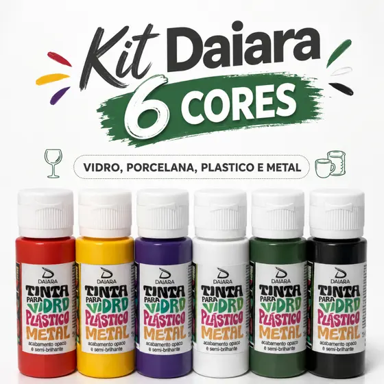 KIT SUPER TINTA TALENTO PINTURA EM VIDRO PORCELANA PLASTICO E METAL- TALENTO ANTIGA MARCA DAIARA