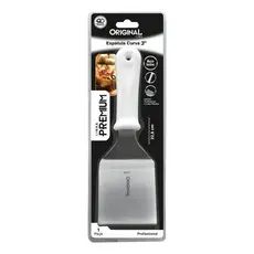 Espátula de Aço Inox Curva com Cabo Branco para Cozinha e Churrasco