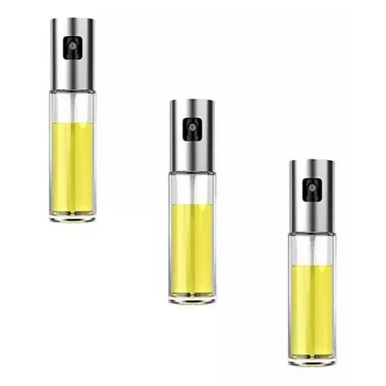 Kit 3 Galheteiros Spray para Azeite Vinagre Óleo Prateado 100ML