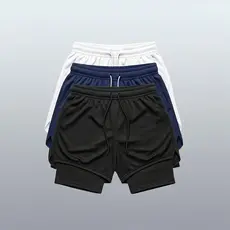 Kit 2 Short Masculina 2 em 1 Bermuda Academia e Treino