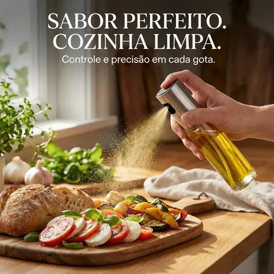 Spray Azeite Borrifador Óleo Vinagre 100ml Vidro Inox Air Fryer Cozinha Saladas + Brinde