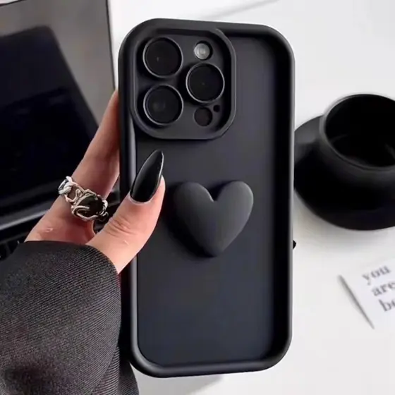 Fofo INS 3D Love Heart Capa De Silicone Para iPhone 11 12 13 14 15 Pro Max XS XR 7 8 Plus SE 2020 2022 Macia À Prova De Choque