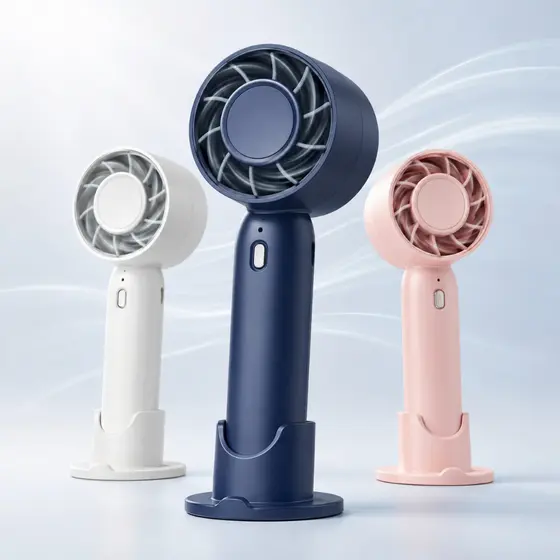 Mini Ventilador Portátil de Mão com Base Compacto Leve para Casa Escritório e Viagens