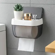 Suporte Porta Papel Higiênico de Parede com Caixa Organizadora Sem Furo Adesivo Forte Banheiro Moderno Impermeável
